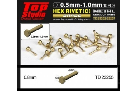 Śruby heksagonalne mosiężne rozmiar łba 0,8 mm - TopStudio 23255