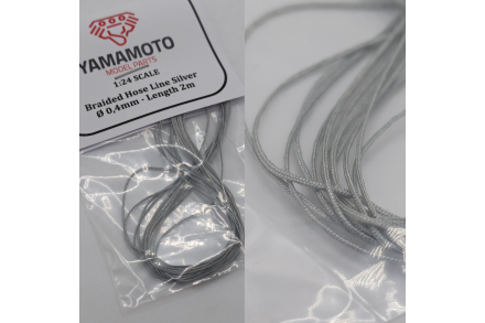 Braided Hose Line - Wąż pleciony srebrny 0.4mm 2m Yamamoto YMPTUN64
