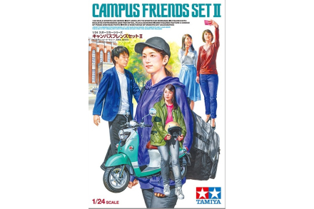 Zestaw figurek - studenci kampusu 5 szt + skuter Yamaha skala 1/24 Tamiya  24356