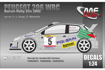 Kalkomania Peugeot 206 WRC Kuzaj MFZ-DC2437 MF-zone