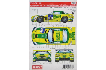 Kalkomania Mercedes SLS Car Collection - Mann Filter Nurburgring 24h 2015 Studio27 ST27-DC1100