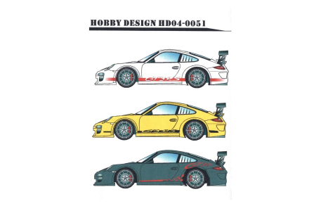 Kalkomania Porsche GT3 - napisy GT3 Hobby Design HD04-0051