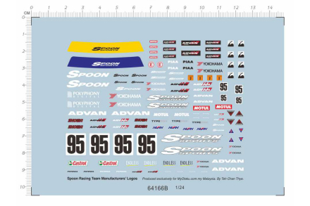 Kalkomania uniwersalna Spoon JDM Honda - skala 1/24 Hobby Design HD04-0075