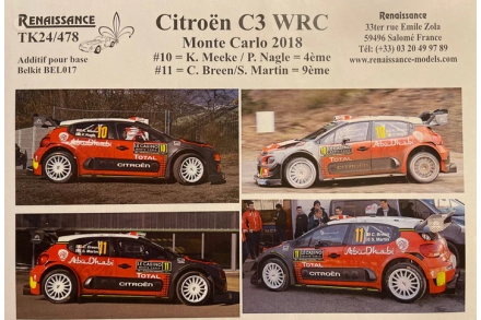 Kalkomania Citroen C3 WRC - RALLY MONTE CARLO 2018 TK24478