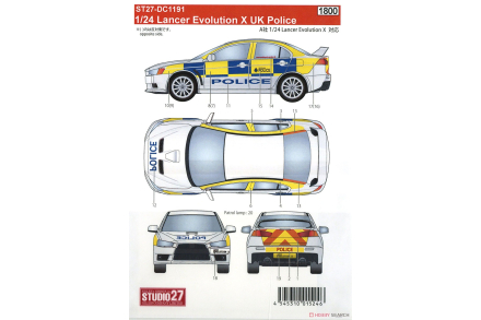 Kalkomania 1/24 Lancer Evolution X UK Police do zestawu Aoshima ST27-DC1191
