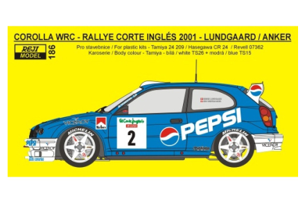 Kalkomania Toyota Corolla WRC - Rally El Corte Ingles 2001 Lundgaard Pepsi-Reji-186