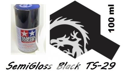 Farba w aerozolu TS-29 Semi Gloss Black Spray - czarny półmat - Tamiya 85029