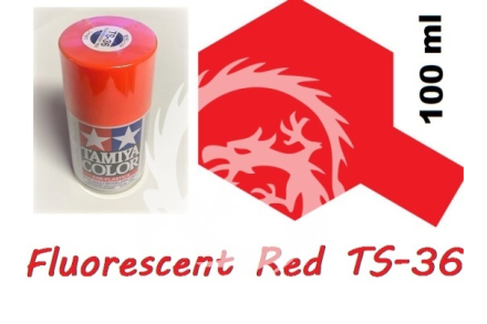 Farba w aerozolu TS-36 Fluorescent Red -czerwony fluorescencyjny spray - Tamiya 85036